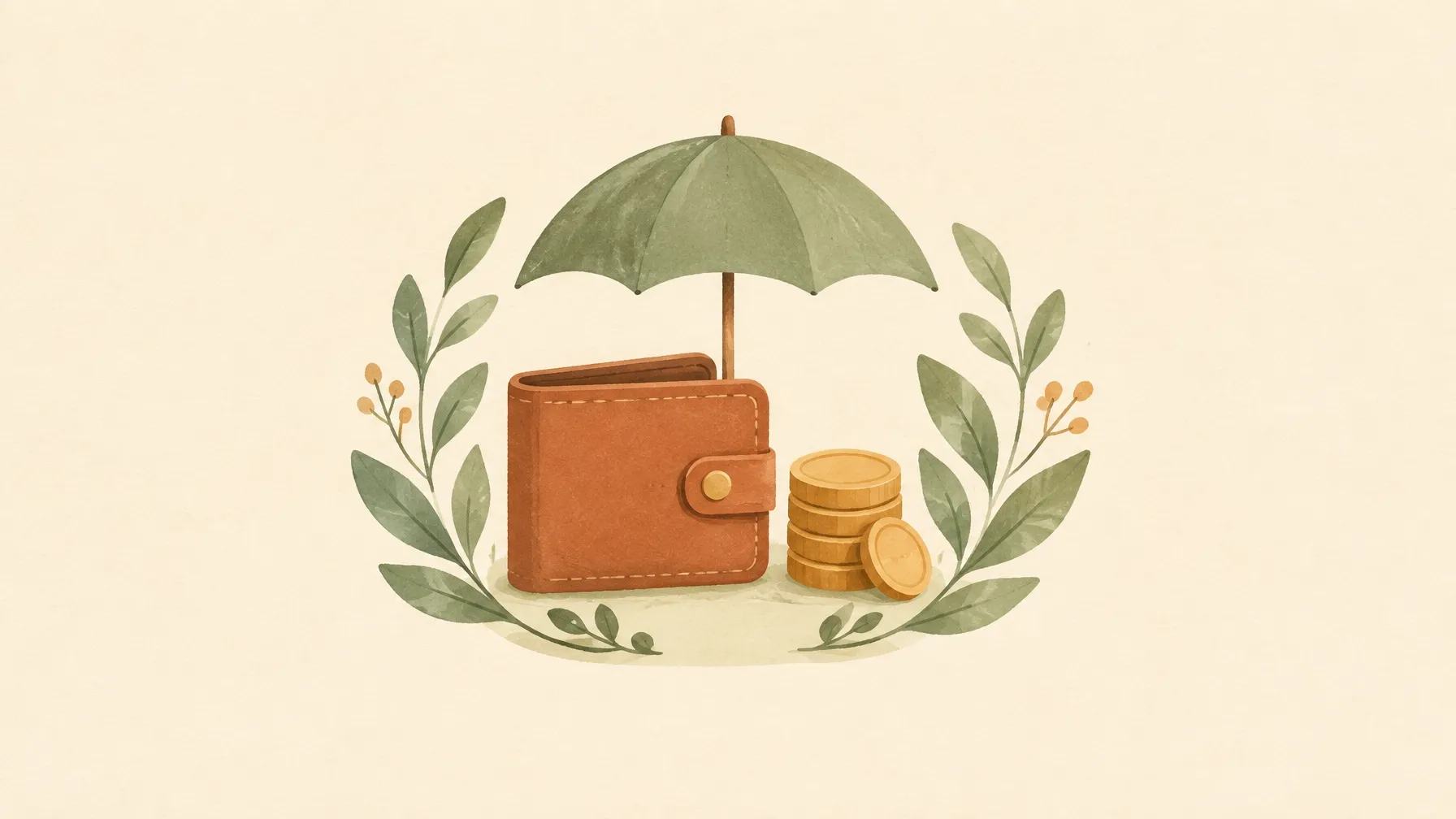 Calm illustration of a protected financial buffer beside a wallet